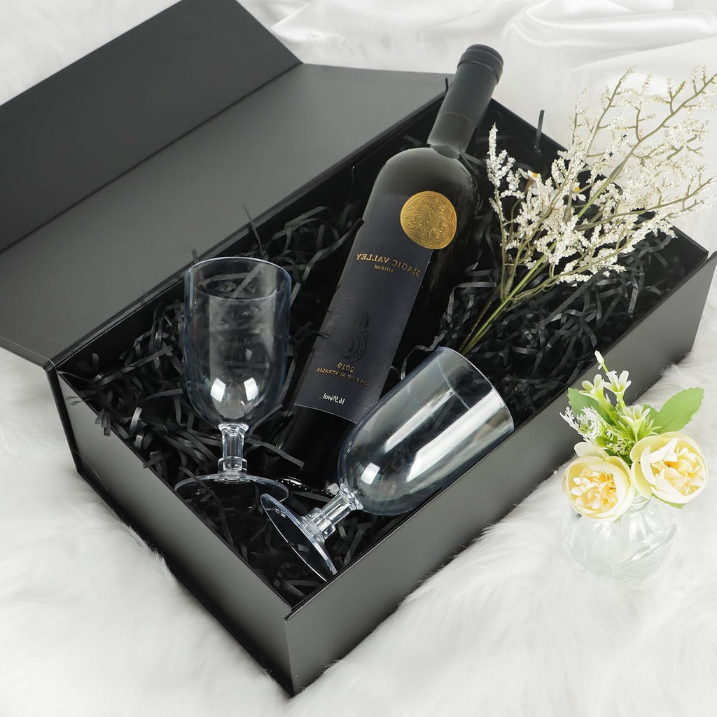 LFBOX Black Gift Box with Magnetic Lids 1 Pack | Large Bridesmaid Groomsman Proposal Boxes,13.8x8.3x4.4 in, Collapsible Rectangle Storage Box
