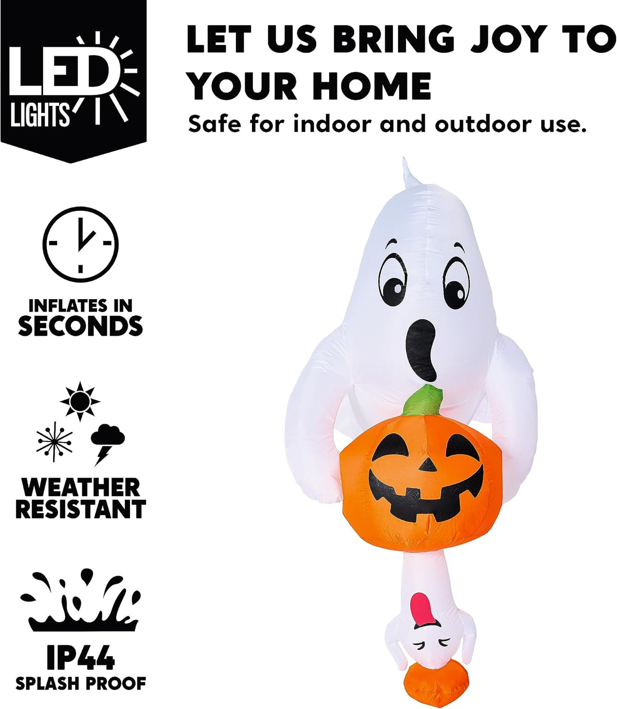 Joiedomi 6 FT Halloween Inflatable Ghost & Pumpkin, Outdoor Blow Up Windo...