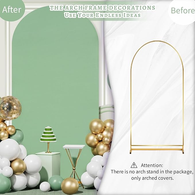 SoarDream 7.2FT Wedding Arch Cover Sage Green Spandex Fitted Wedding Arch Stand Covers Fitted for Round Top Chiara Arch Cover Stretchy Backdrop for Birthday Birthday Party Balloon Decor