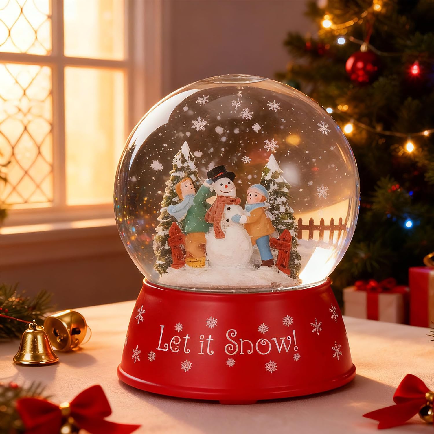 120mm Christmas Snow Globe Lamp - Snowman Globle Musical Holiday Decoration Xmas Tree & Snowman with Timer, USB Power, Festive Room Light, Best Gift for Christmas,New Year