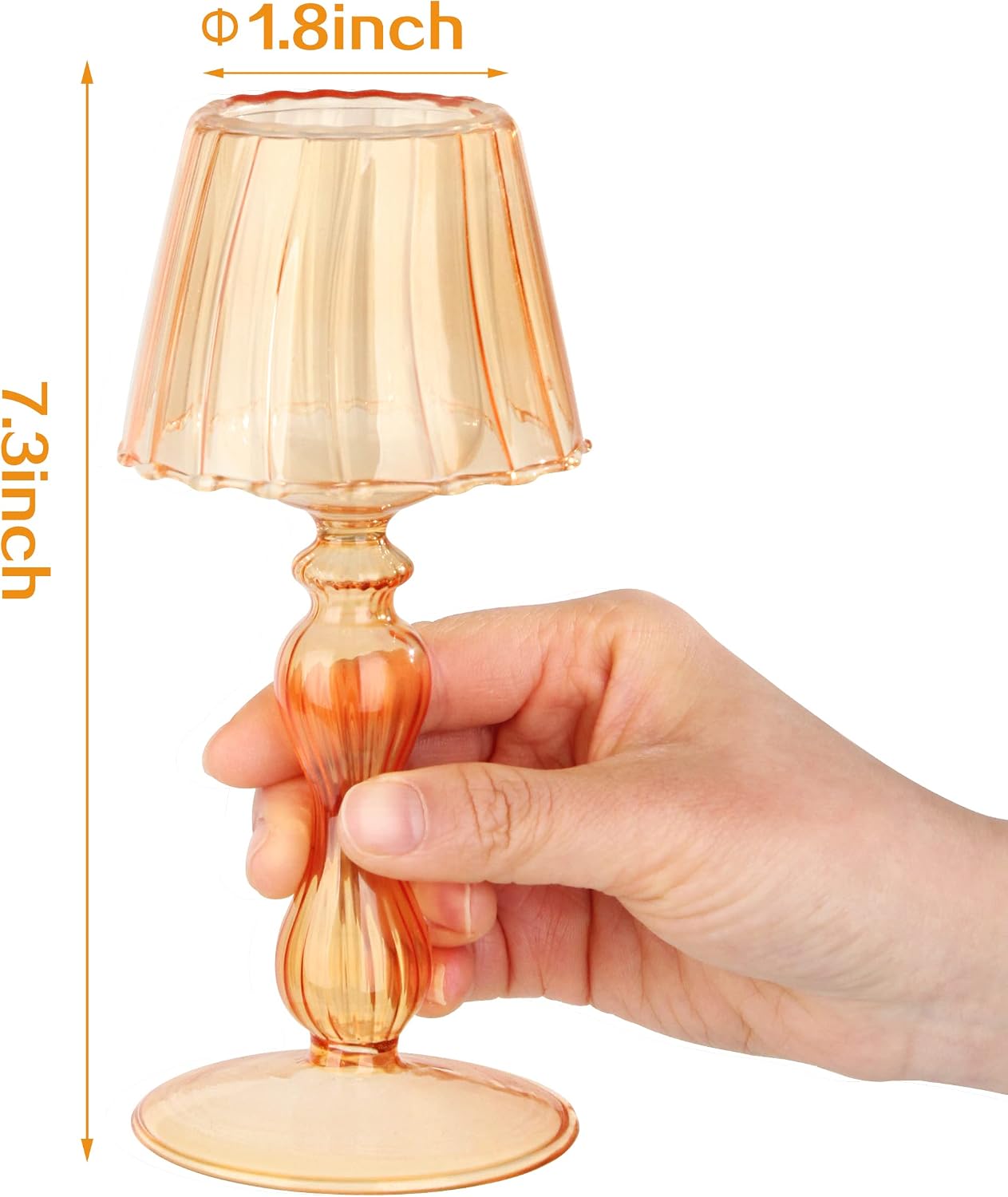 Gurfuy Desk Lamp Shaped Glass Candle Holder - Glass Hurricane Candleholder Crystal Decorative Candle Stand for Table Wedding Dinning Centerpieces Party Supplies Decor Amber