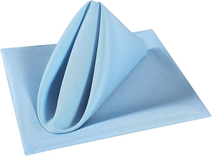 Cloth Napkins 20x20 inch Washable Polyester Dinner Napkins Soft Table Napkins for Wedding Party Dining Banquet(Blue Mist,12PCS)