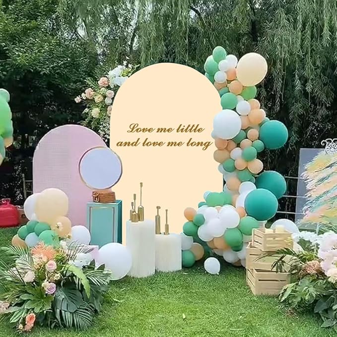 Beige Arch Cover 6ft Arch Backdrop Cover Spandex Fitted Wedding Arch Covers Round Top Arch Frame Cover Chiara Arch Cover Backdrop Fabric for Baby Shower Birthday Garden Party Celebration