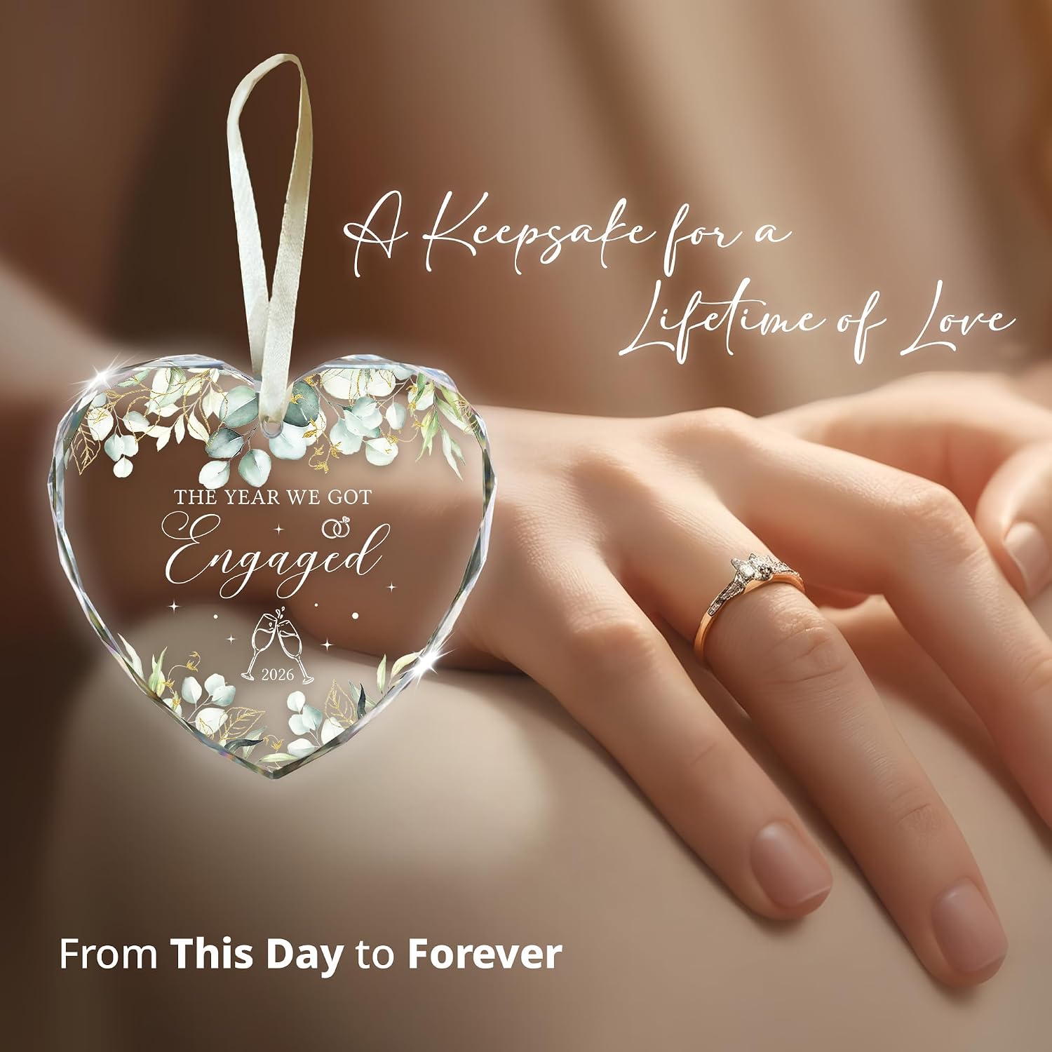Engagement Gifts for Couples 2026, Glass Engagement Ornament 2026 - The Year We Got Engaged Ornament for Daughter, Newly Engaged Gifts for Couple Friend, for Fiance, Bride to Be