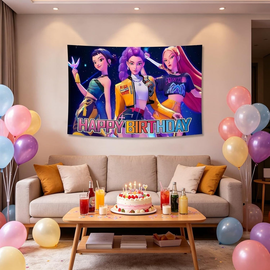 Cartoon Birthday Party Decorations,Happy Birthday Banner Backdrop for Birthday Party Supplies 59 * 39 inches