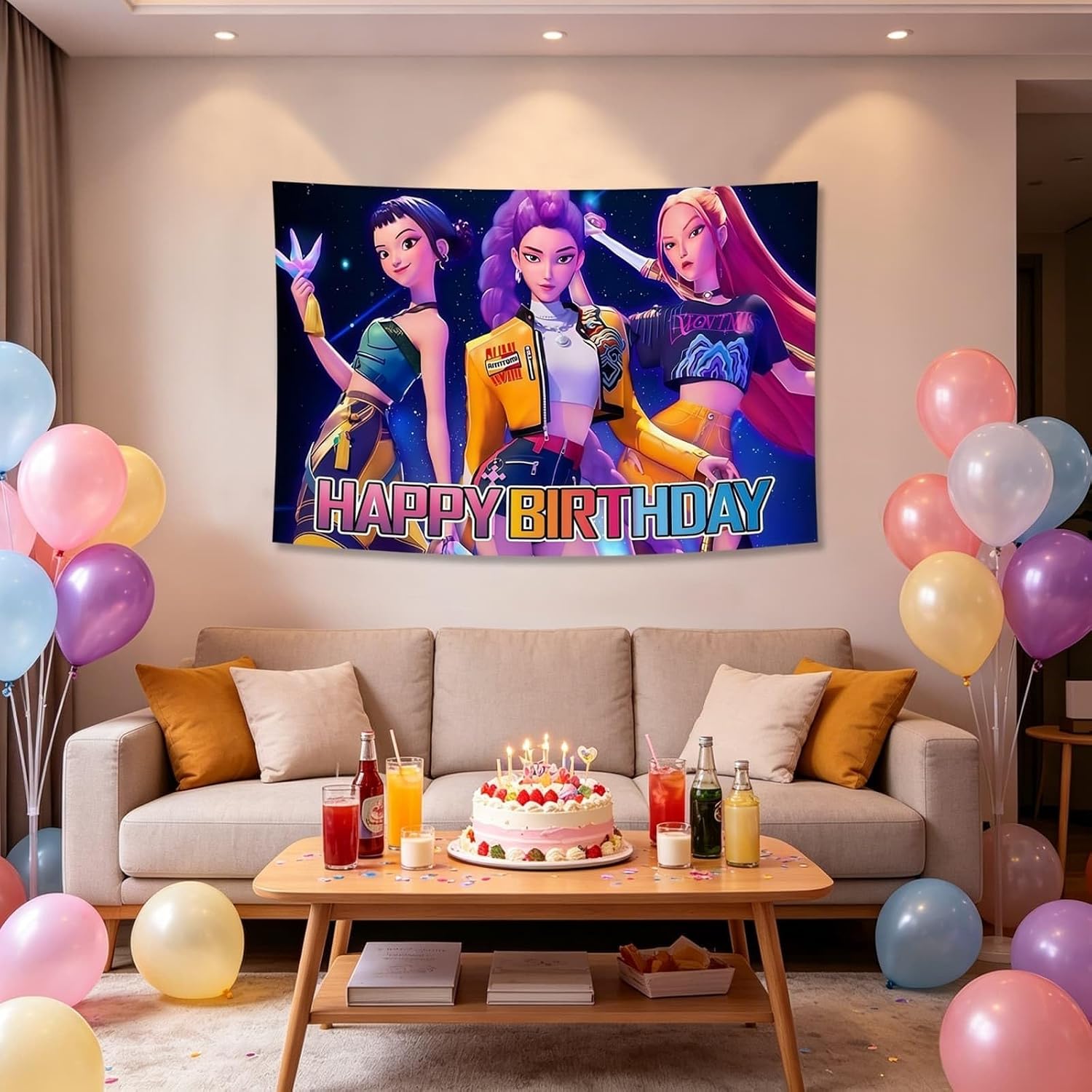 Cartoon Birthday Party Decorations,Happy Birthday Banner Backdrop for Birthday Party Supplies 59 * 39 inches