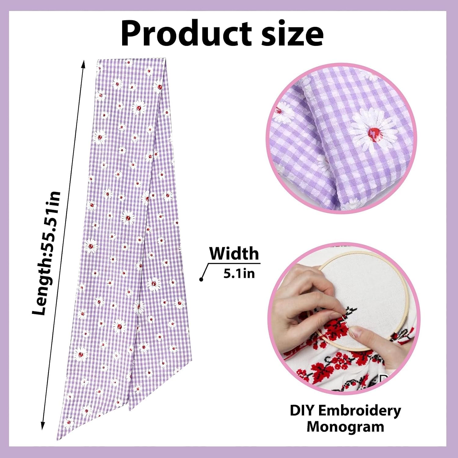 Christmas Flowers Wreath Sash for Front Door, Purple Buffalo Plaid Sash Baby Shower Floral Wreath Accessories for Home Wedding Birthday Decorations