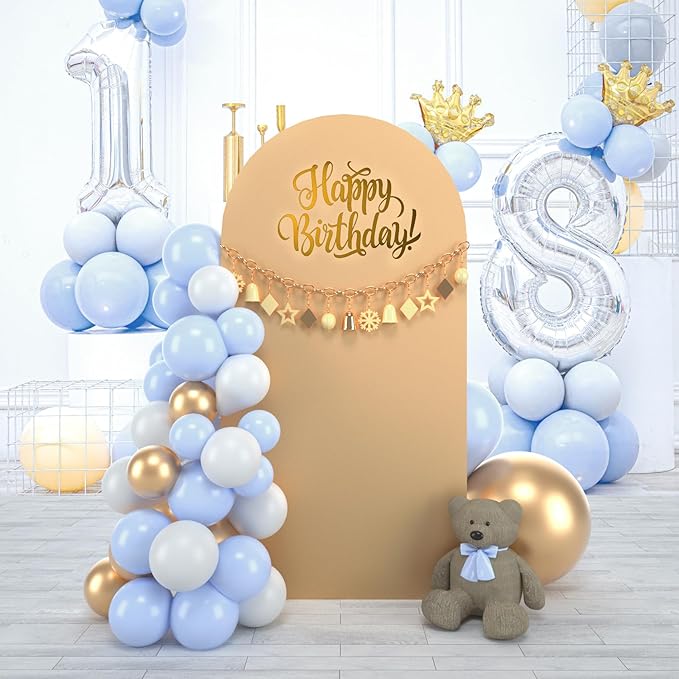 bricia Wedding Arch Backdrop Stand Cover, 6.6FT Double Sided Stretchy Arch Cover Fitted Wedding Birthday Party Banquet Decoration (Champagne 79.2''Lx39.6''W)
