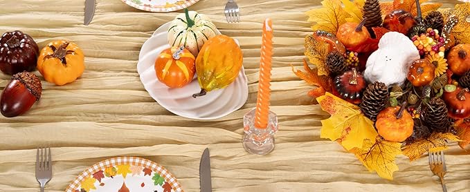 Champagne Gold Cheesecloth Table Runner 6 Pack Fall Table Runners Boho Gauze 120 Inches Champagne Cheese Cloth Fall Table Decorations for Thanksgiving Wedding Bridal Baby Shower Parties