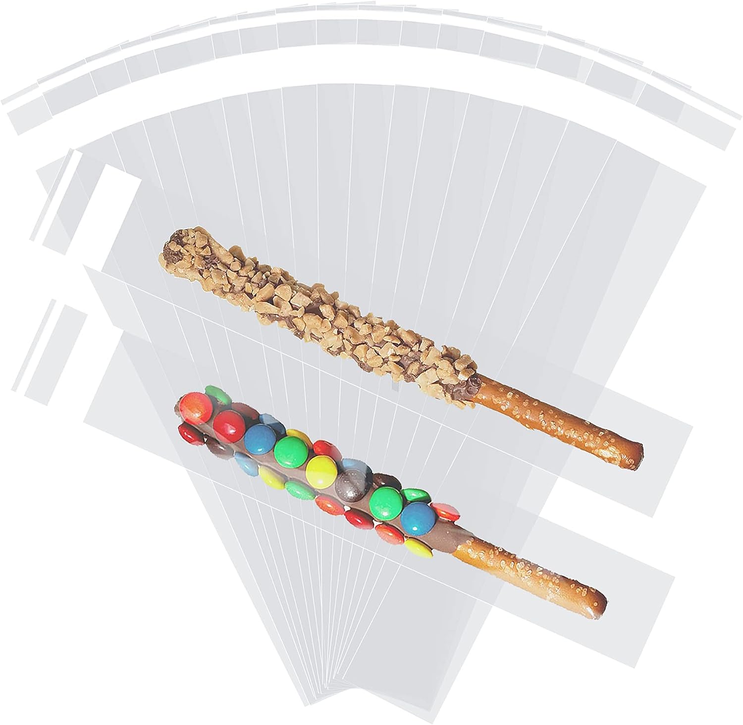 200 Pcs Thickened Pretzel Rod Bags - 2x10 Inches, Self Sealing Cellophane, Clear Individual Bags for Chocolate, Candies, Cookies
