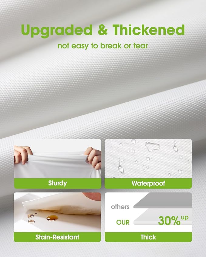 Pureegg Plastic Table Cloth Disposable 10 Pack, 54 x 132 Inch Table Cloths, Party, Picnic, Wedding, Decorative Tablecloths, Rectangle, White Plastic Cover, Leakproof & Sturdy, White