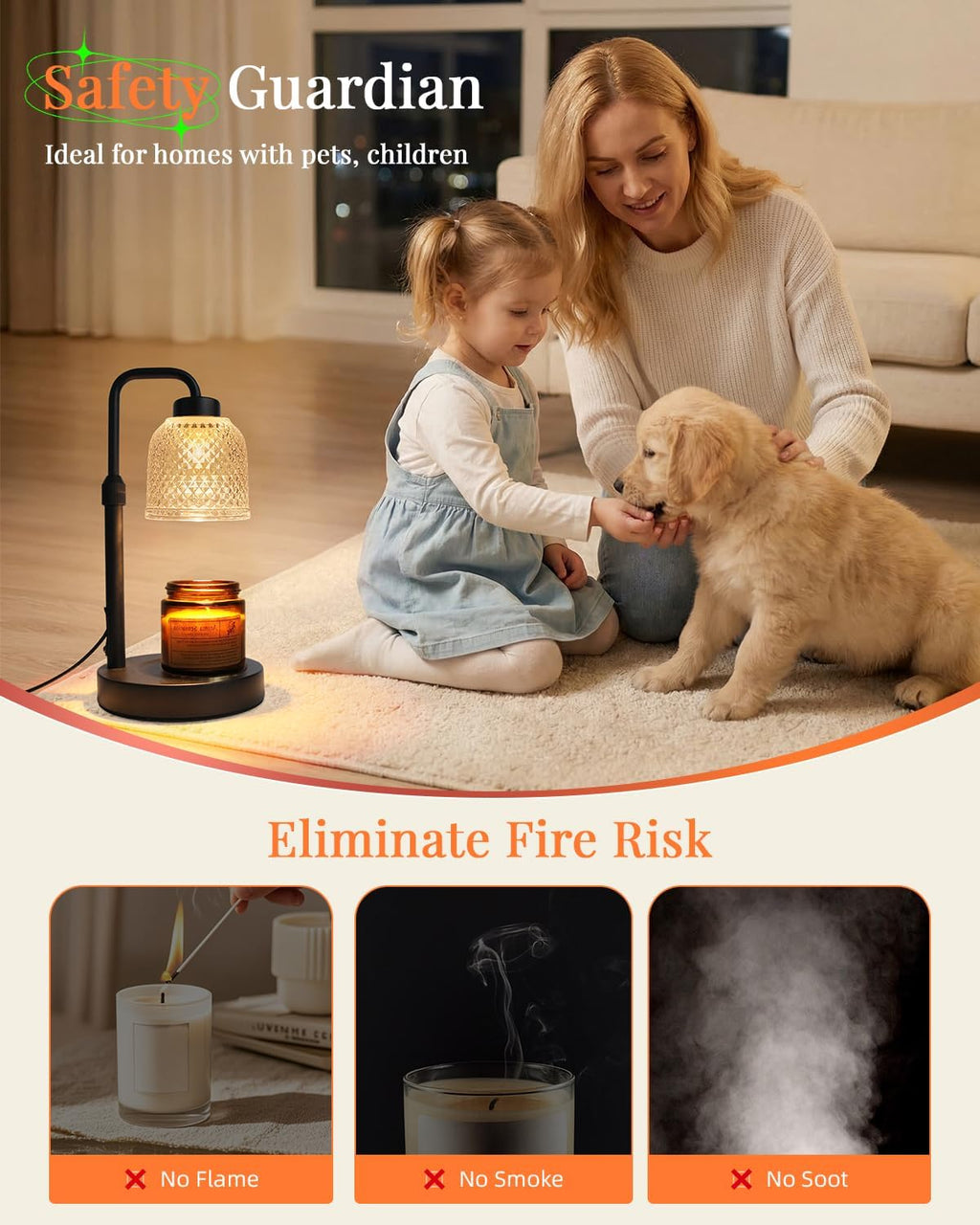 AIFEI Candle Warmer Lamp with Timer: Birthday Gifts for Women Mom CoalBlack | Flame-Free Safety Candle Lamp - Dimmable Adjustable Height with 2 Bulbs - House Warming Gifts New Home, Fits Most Jar Candle