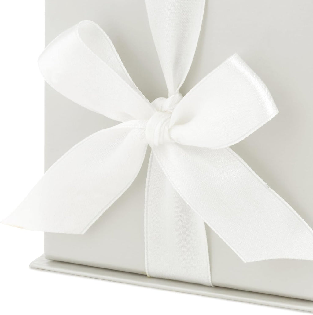 Hallmark Small Gift Box with Bow and Shredded Paper Fill (Grey White 4 inch Gift Box) for Weddings, Bridal Showers, Graduations, Birthdays, Bridesmaids Gifts, All Occasion