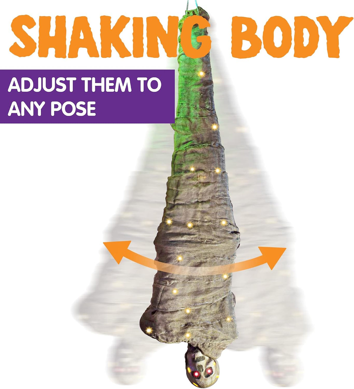 JOYIN 65" Halloween Decoration Cocoon Corpse, Animated Hanging Dead Body...