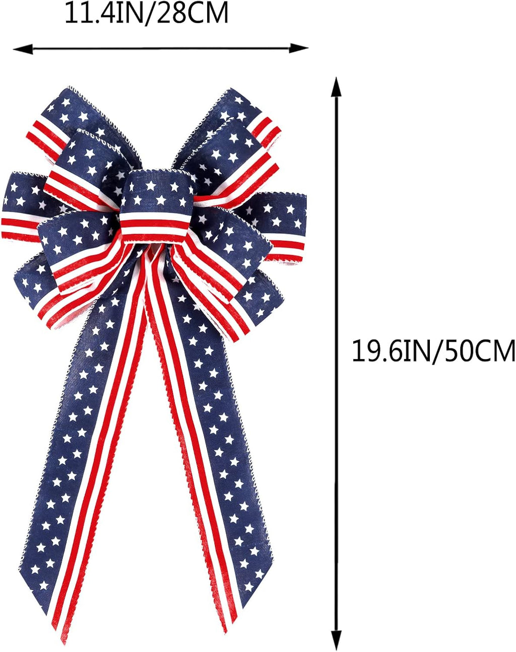 2 Pack 4th of July Decor Bow for Wreath,Red White Blue Stripe Stars Tree Topper Bows for Patriotic,Independence Day,Memorial Day,Veteran's Day,Front Door Indoor Outdoor Decorations