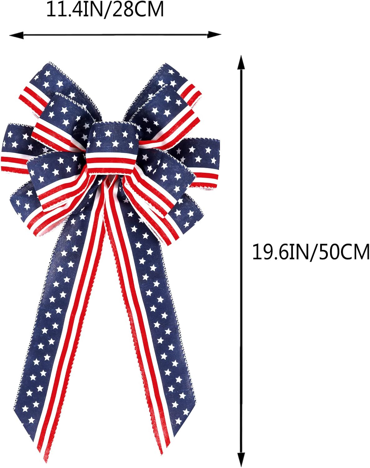 2 Pack 4th of July Decor Bow for Wreath,Red White Blue Stripe Stars Tree Topper Bows for Patriotic,Independence Day,Memorial Day,Veteran's Day,Front Door Indoor Outdoor Decorations