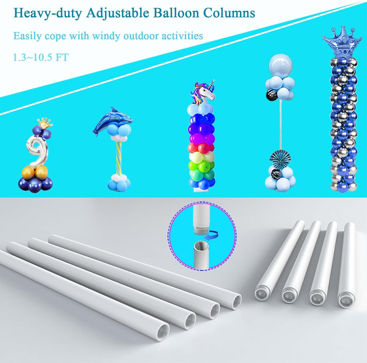 decojoy balloon arch stand, 7.5ft large round backdrop, package contents
