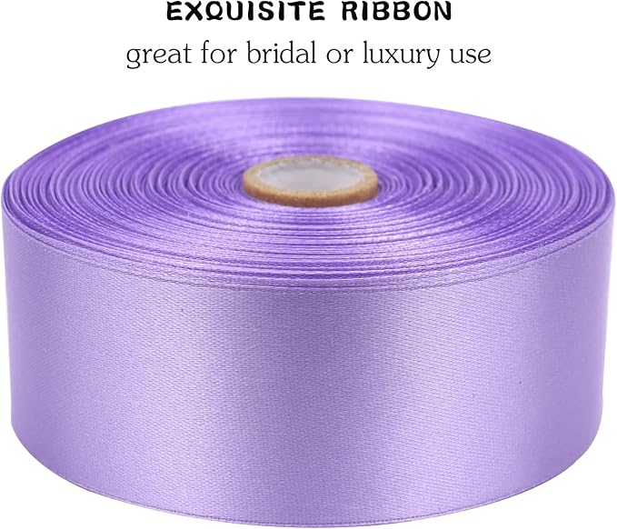 Light Purple Solid Satin Ribbon 1-1/2 Inch 50 Yards Solid Polyester Fabric Ribbon for Gift Wrapping Wedding Christmas Baby Shower Birthday Party Decoration Handmade Immortal Flower Craft