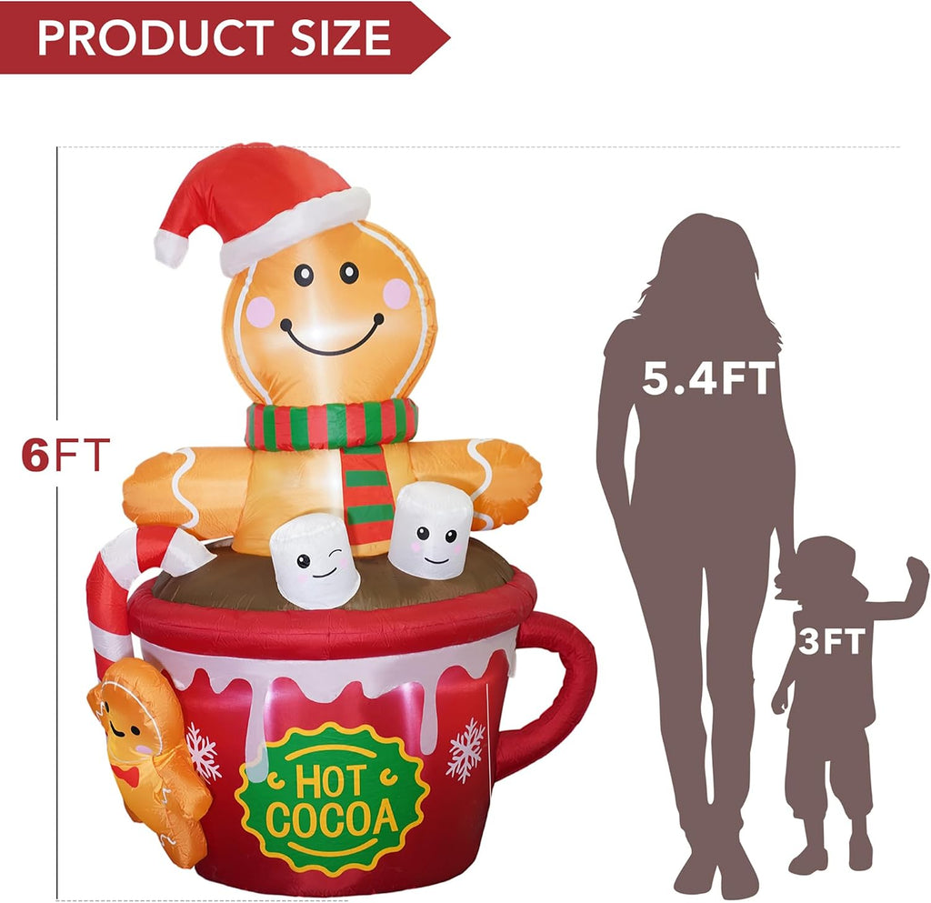 zpisf 6 ft christmas inflatables outdoor decorations, cute, side view
