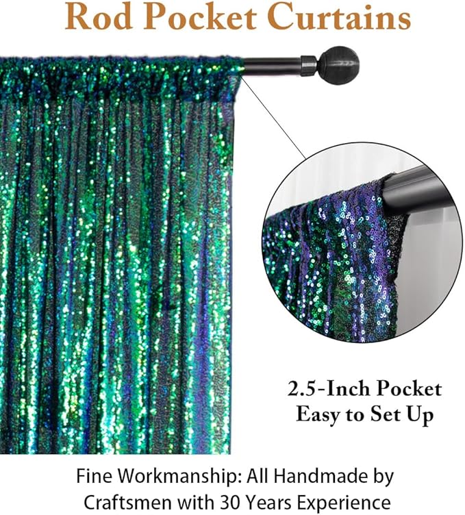 ShinyBeauty Sequin Backdrop 10x10FT Iridescent Green | Glitter Photo Background for Wedding, Baby Birthday, Photography Booth Decor Party Backdrop Curtain