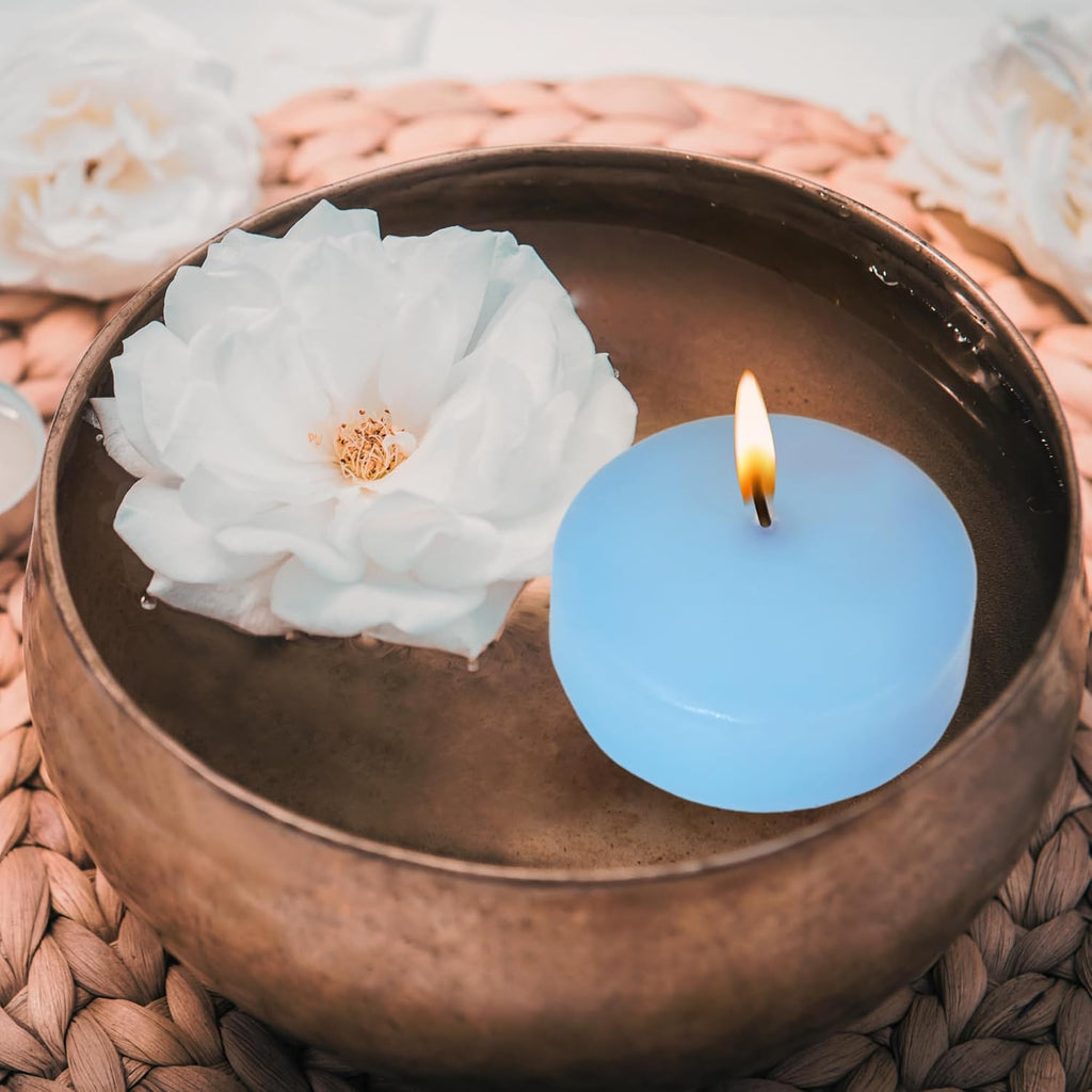 Pack of 24 - Floating Candles 2 Inch for Centerpieces - 4+Hours Paraffin Wax Cotton Wick | Dripless & Smokeless for Home Decor, Wedding Decorations, Valentine Decors, Birthday Dinners, Celebrations