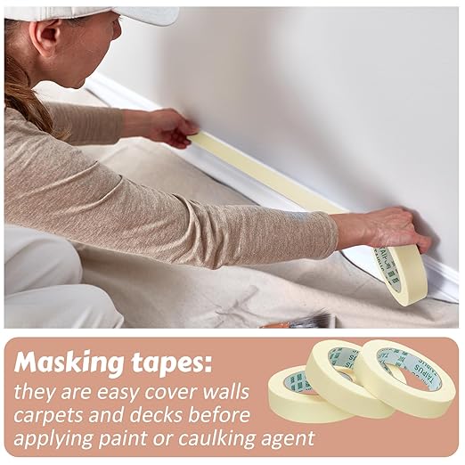 Masking Tape Bulk General Purpose Masking Painting Tape 55 Yards for Painting Home Office School Stationery Arts Crafts Basic Use, Easy Removal(60 Rolls,0.8 Inch)