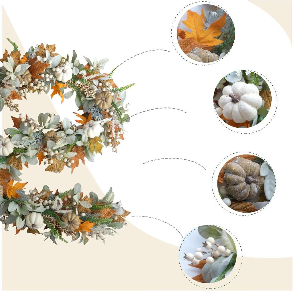 fall wreath pumpkin garland thanksgiving autumn neutral garlands shown in use