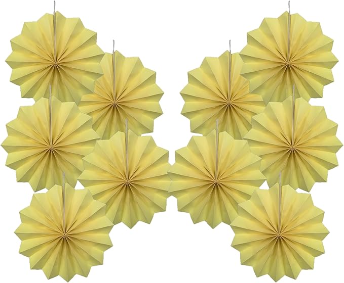 Yellow Hanging Paper Fans,Yellow Accessories Paper Decorations for Party,Color Party Decorations,Bee Themed Classroom Decor,8in Hanging Paper Fans 30 Color DIY Set （Light Yellow）