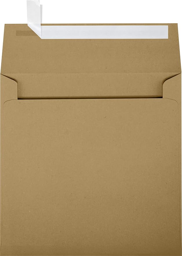 LUXPaper Square Invitation Envelopes | Peel & Press | 5 3/4" x 5 3/4" | Grocery Bag Brown | 70lb. Text | 50 Qty