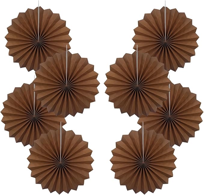 Brown Party Decorations,Brown Wedding Decorations for Party Events Accessories,Brown Birthday Decorations,Boho Party Decoration,Fall Decorations 12in Hanging Paper Fans 30 Color DIY Set(Brown)