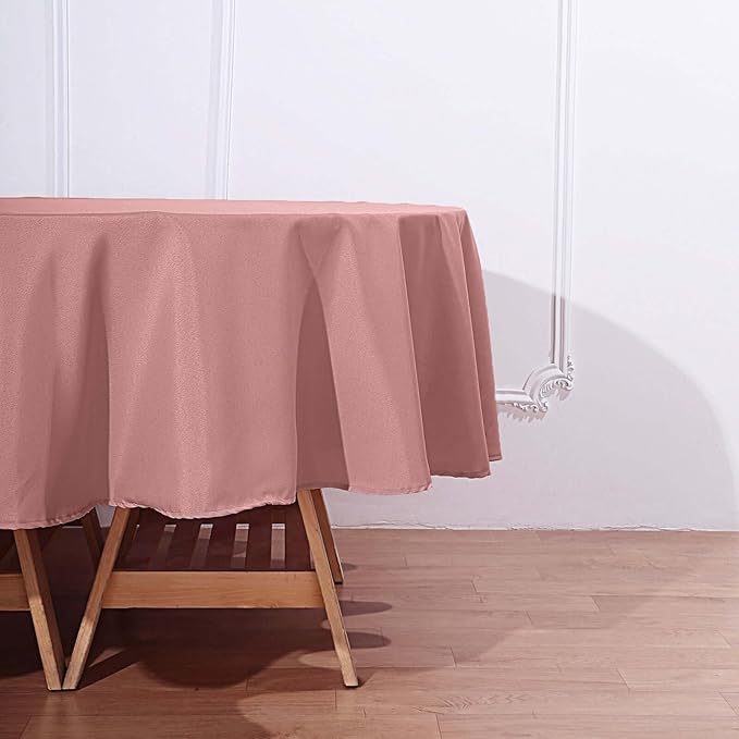 Efavormart Round Tablecloth, 90 Inch Stain & Wrinkle Resistant Washable Table Cloth, Decorative Polyester Fabric Table Cover for Banquet, Wedding, Dining- Dusty Rose