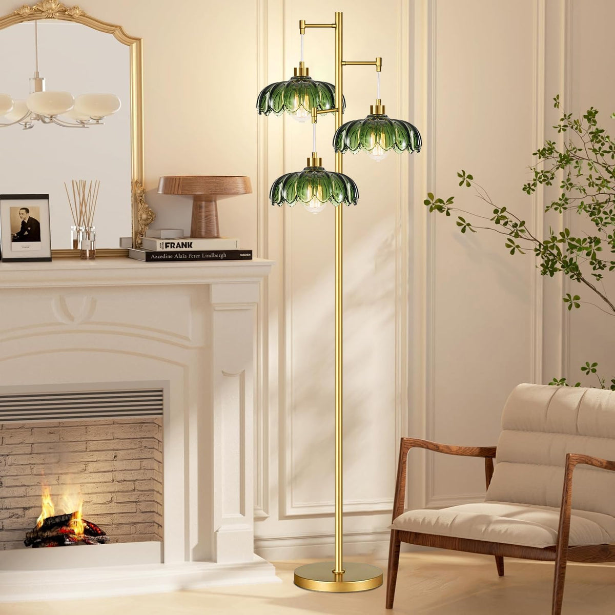 illmtw glass gold floor lamp for living room,bedroom,mid, package contents