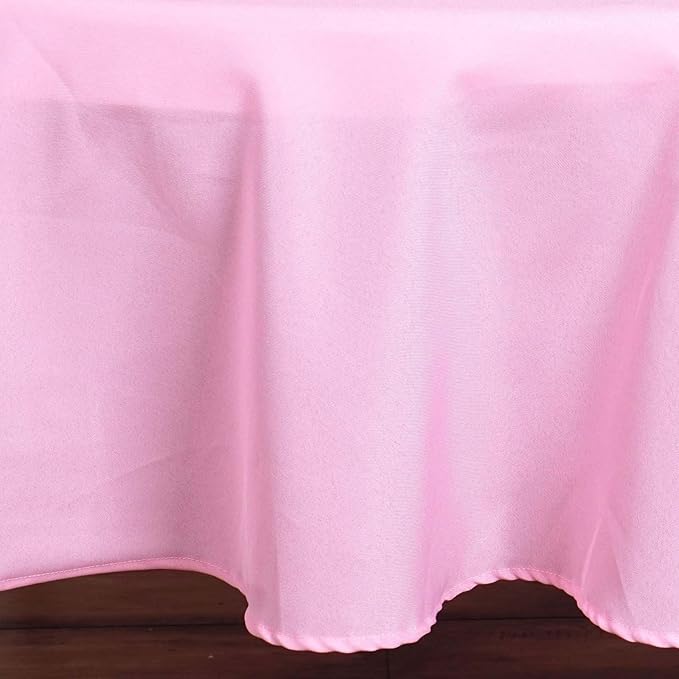 Efavormart Round Tablecloth, 90 Inch Stain & Wrinkle Resistant Washable Table Cloth, Decorative Polyester Fabric Table Cover for Banquet, Wedding, Dining- Pink