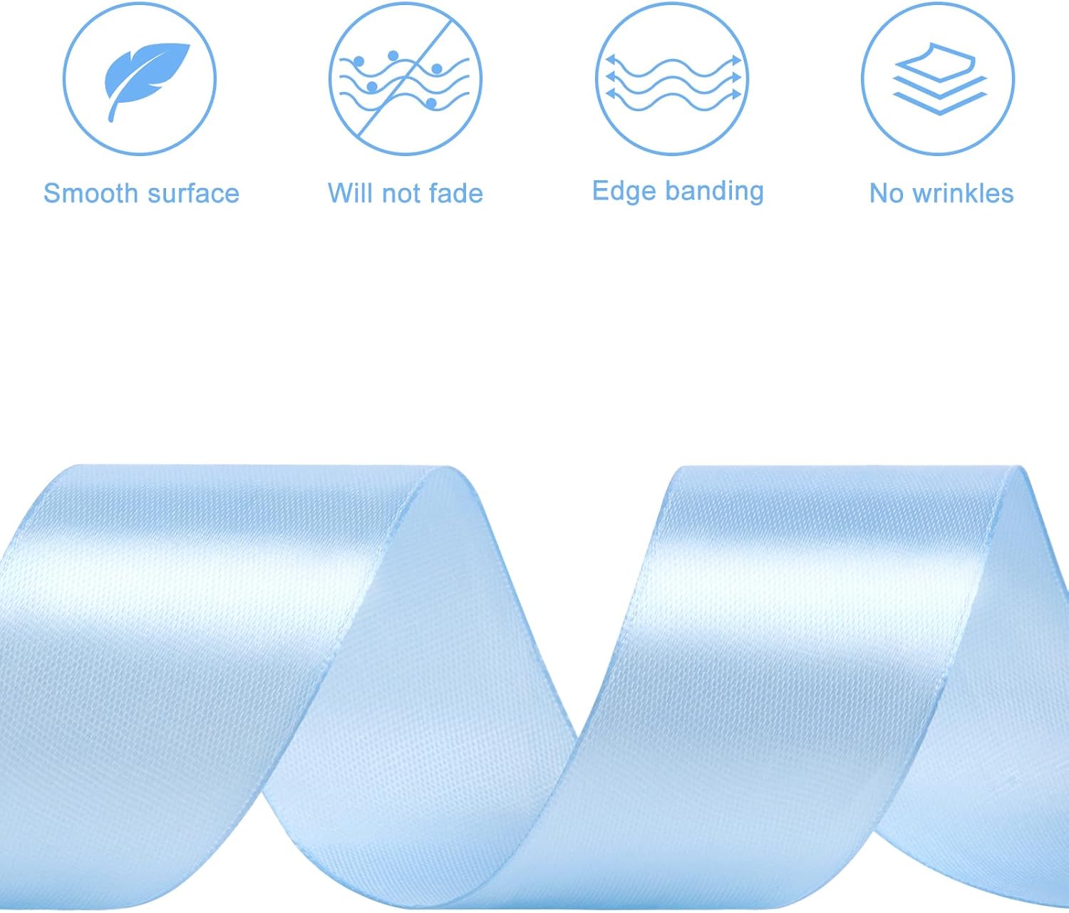 Light Blue Satin Ribbon, 1-1/2 Inches, 100 Yards | For Bows, Flower Bouquets, Gift Wrapping, Wedding, DIY Crafts