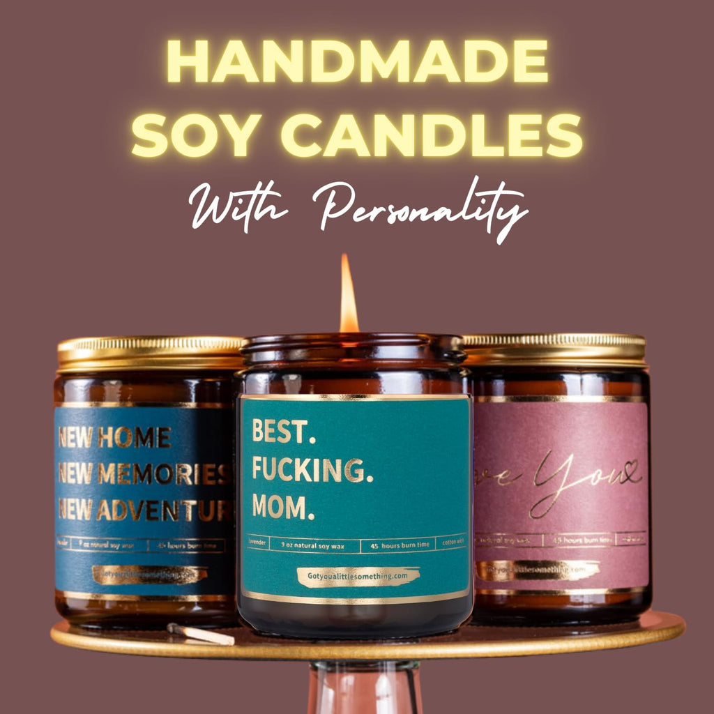 Best Mom Ever Funny Lavender Vanilla Scented Candle, 100% Soy Wax, Long Burning - Mom Birthday Gifts from Daughter Son Kids - Funny Birthday Present Idea for Women, Cool Gag Gift Idea for Mothers