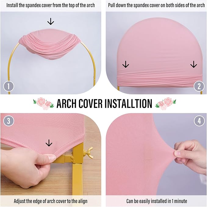 LEBENGURU Upgraded 5FT Wedding Arch Cover, Dusty Pink Spandex Fitted Arch Backdrop Cover, Round Top Chiara Stand Covers for Birthday Party Baby Shower Banquet Balloon Décor