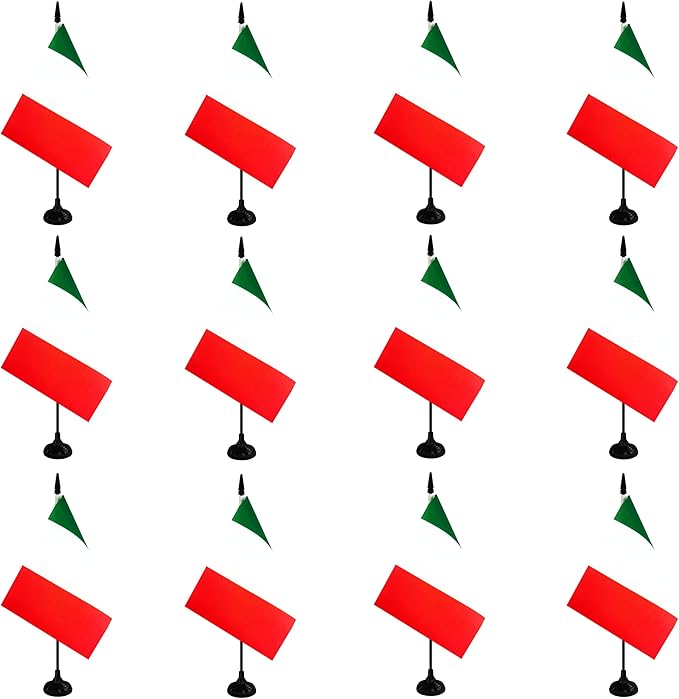 Italy Desk Flag, 12 Pack Italian Table Office Flag with Black Solid Pole and Stand Base, International Country Flag, Festival Celebration, Classroom Meeting Desktop Decor (Italy)