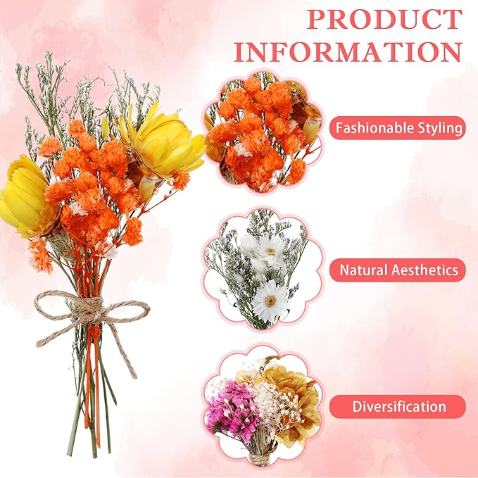 10/12/24 Pack Dried Flowers for Vase Various Mini Bouquet Dried Small Wildflowers Natural Real Flowers Bulk for Crafts DIY Wedding Decor (12, Flowers Blooming1)