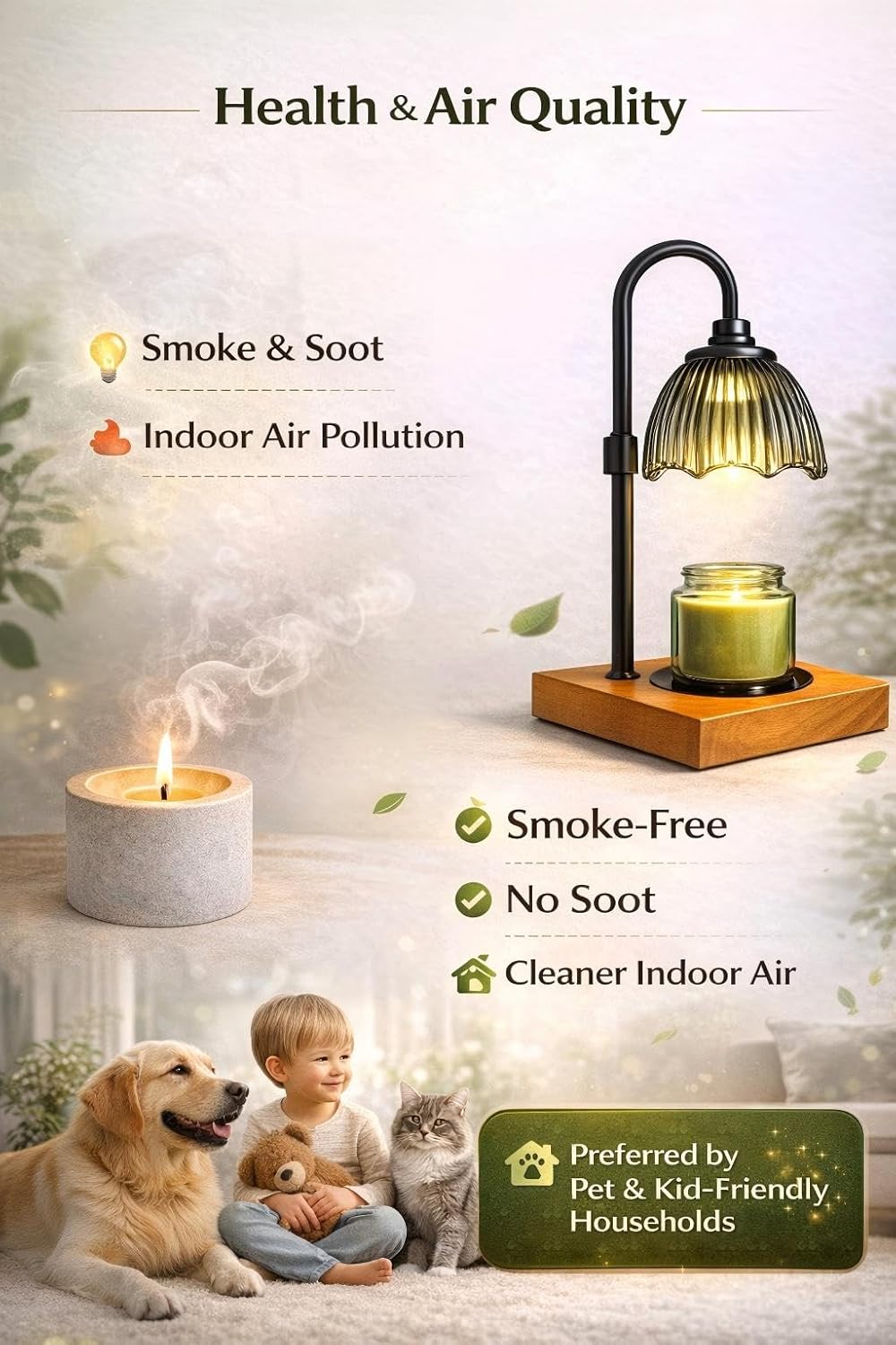 Candle Warmer Lamp, Candle Warmer for Jar Candles with Timer Dimmer & Adjustable Height, Flameless & Safe, Wood Base, 2 Bulbs Included – Home Decor for Bedroom & Relaxation, Housewarming Gift