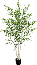 nearly natural 7 ft artificial birch tree with, main product view