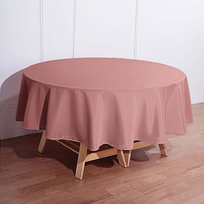 Efavormart Round Tablecloth, 90 Inch Stain & Wrinkle Resistant Washable Table Cloth, Decorative Polyester Fabric Table Cover for Banquet, Wedding, Dining- Dusty Rose