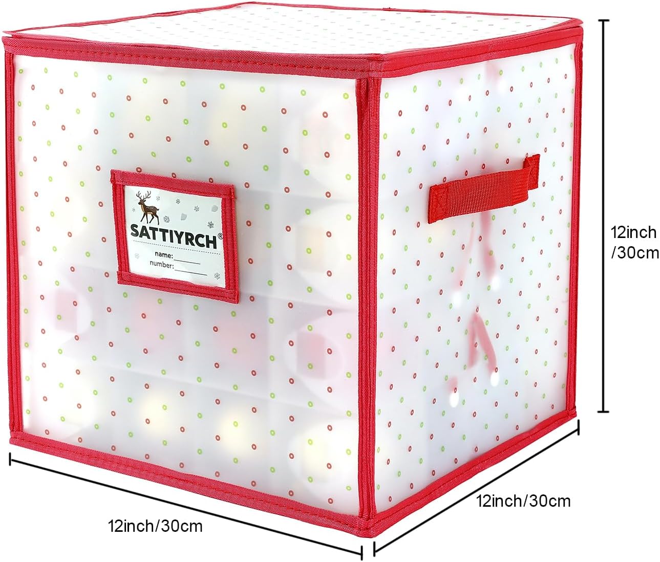 Sattiyrch Plastic Christmas Ornament Storage Box with Trays,Customizable Dividers, Dust-Proof Durable Ornament Organizer Holder,Christmas Storage Containers,Holds 64 x 3 Ornaments