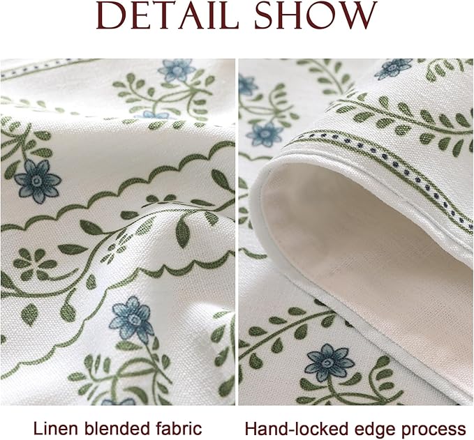 ISAENNE Designer White Elegant Linen Extra Long Table Runner 118 Inches,Chinoiserie Floral Decor Durable Table Runners for Dining Tables,Thanksgiving,Kitchen Tables,Christmas,12"*118"-Mosella D