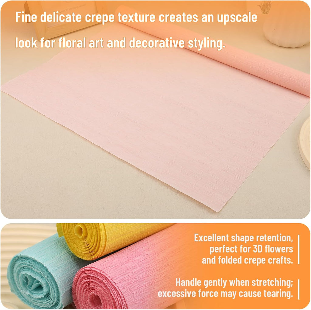 Jmuiiu Light Champagne Crepe Paper, 16.9 Inch Wide 7.9ft Long Crepe Paper for Flower Making, Valentine's Day, Wedding Ceremony, DIY Craft Birthday Halloween Party and Large Festival Decoration
