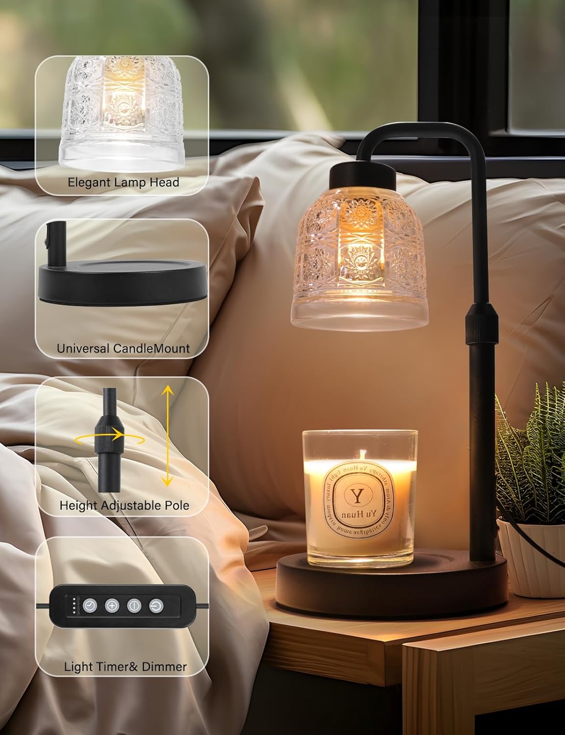 Candle Warmer Lamp with Timer Dimmable, Adjustable Lamp Candle Warmer, Birthday Gifts for Women Mom, Wax Warmer Lamp for Scented Jar, House Warming Gifts New Home Decor