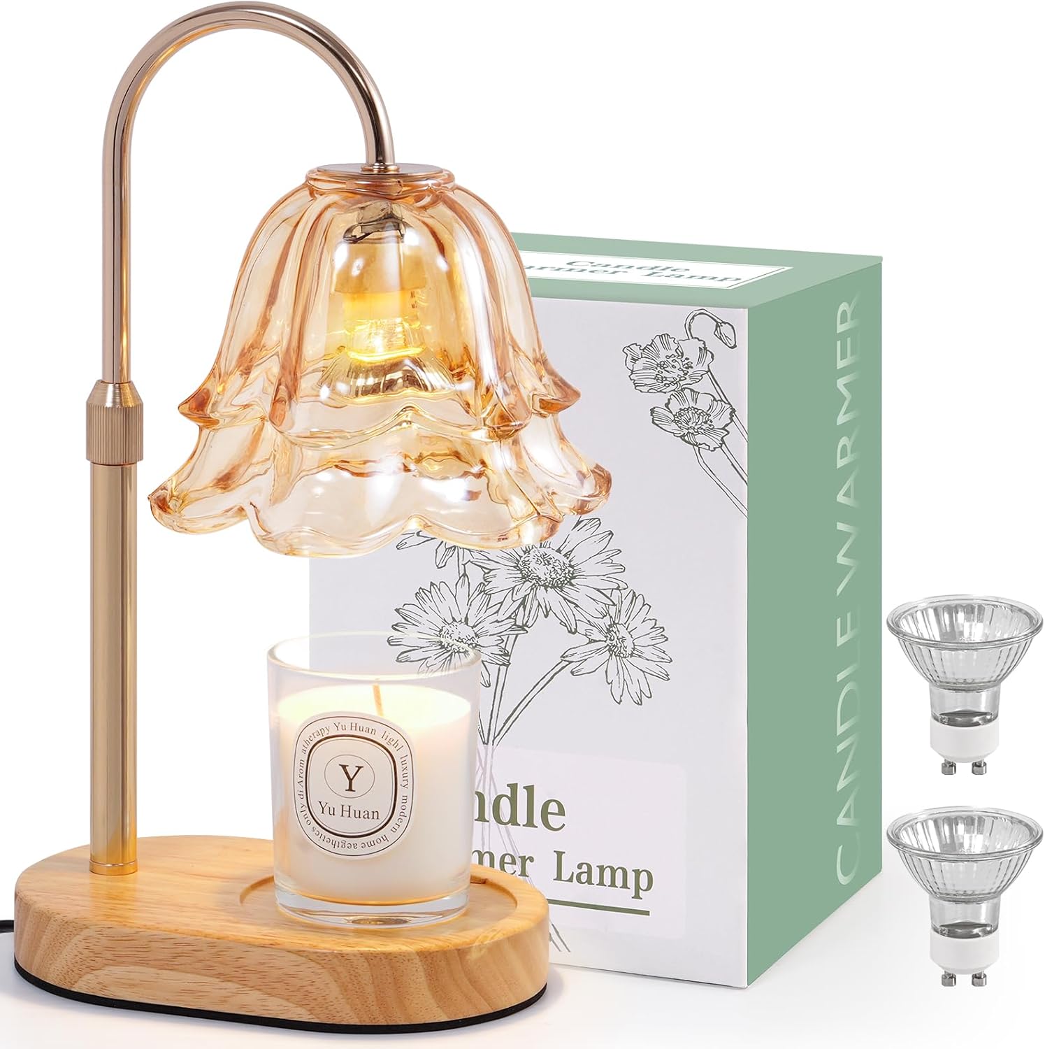 Flower Candle Warmer Lamp with Timer - Dimmable Electric Candle Lamp, Birthday Gifts for Women Mom, House Warming Gifts New Home Decor, Adjustable Wax Wamer Light for Jar Candles