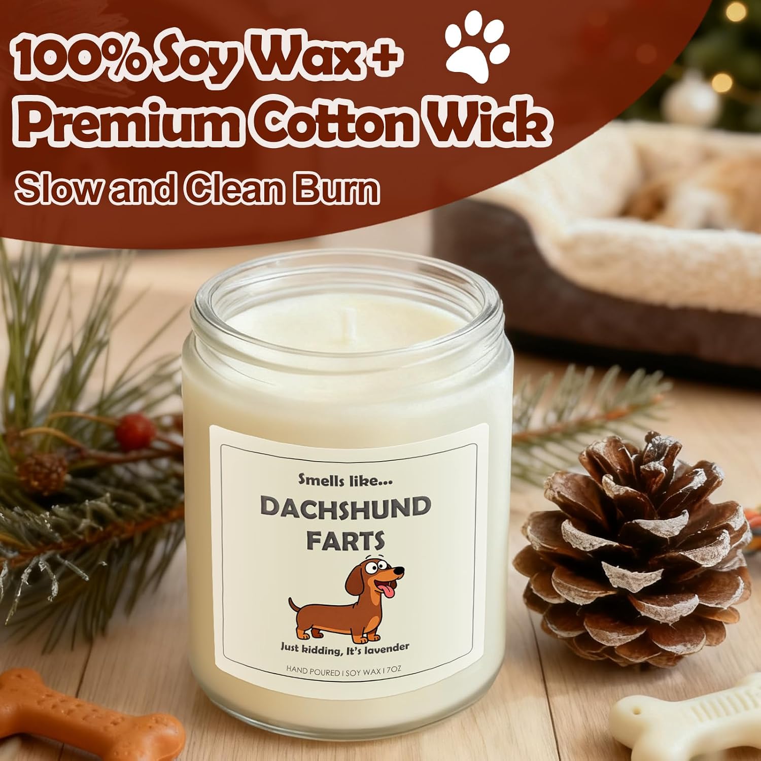 Dachshund Gifts & Decor, Dachshund Gifts for Women, Weiner Dog Farts Candle | Lavender Scent, Handcrafted with Natural Soy Wax