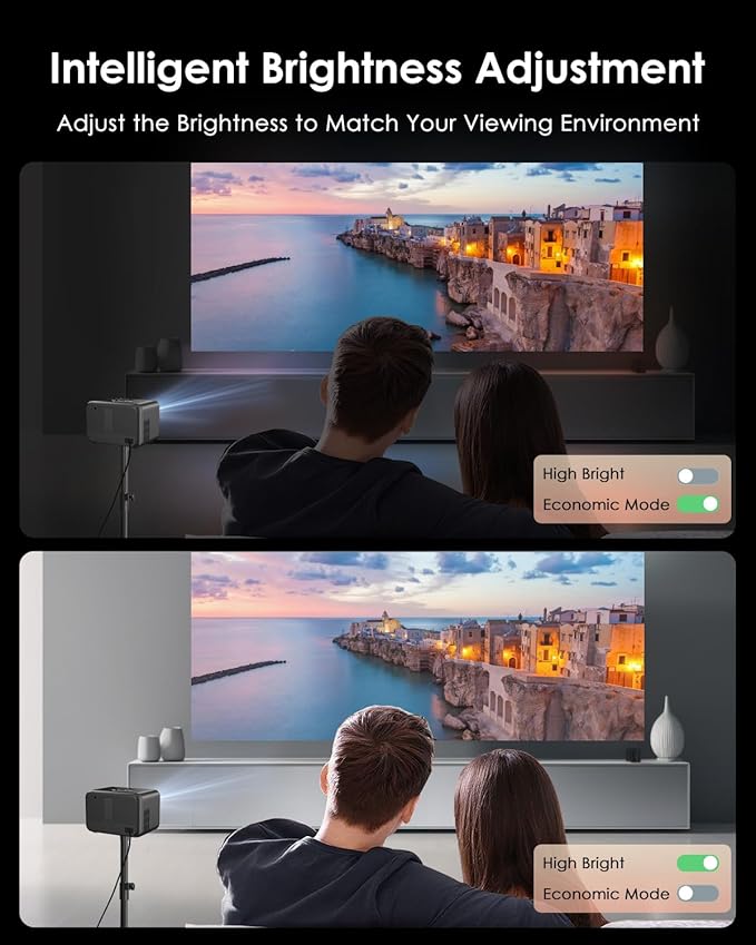 Smart 4K Projector for Bedroom, Indoor Outdoor Home Theater Projectors with WiFi, Bluetooth, NFC, Wireless Airplay Mirroring, Google TV, Dolby, HDMI ARC for Movie Night, Gaming, Halloween, Holiday