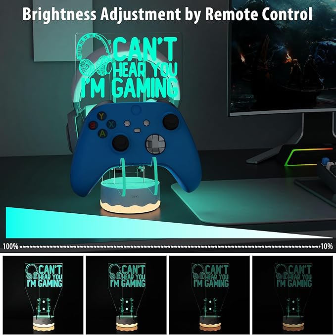 Light Up Headset and Controller Stand, 16 Colors 3D LED Lights Gamepad Headphone Holder with Remote Control, Game Controller Hanger for All Universal Gaming PC Accessories
