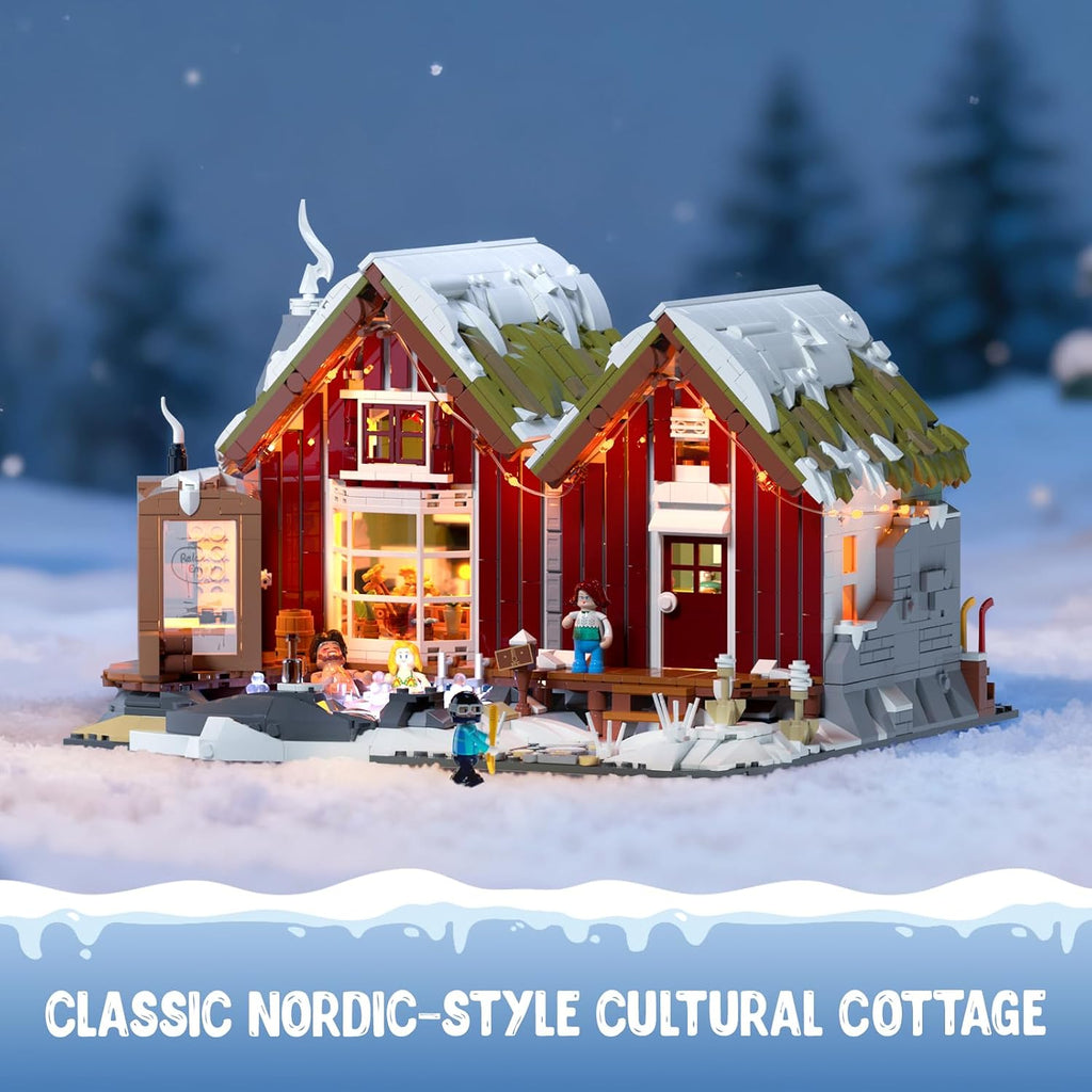 lumibricks spa-cabin winter lighting-building-bricks set - 2235 pcs showing dimensions
